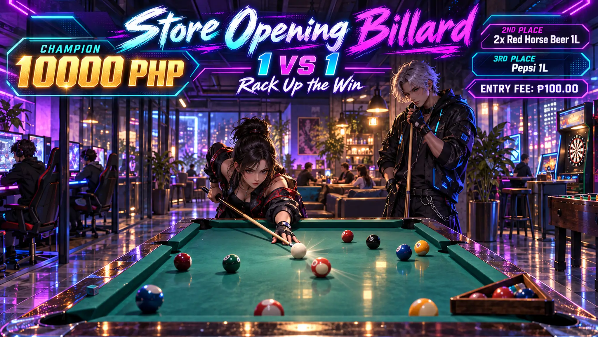 Store Opening Billard tournament artwork
